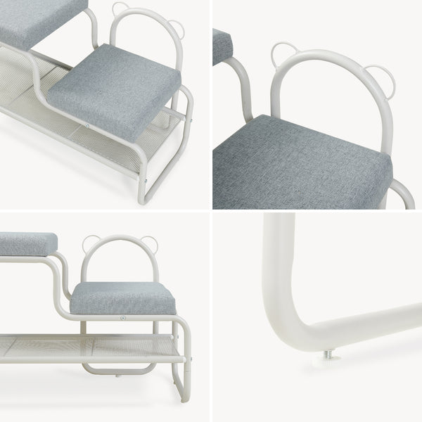Panca Portascarpe Jässaatka con Sgabello per Bambini 100 x 32 x 46 cm - Grigio [en.casa]