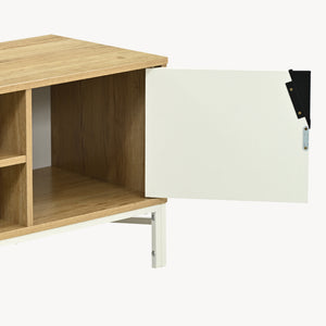 Mobile TV Kerrköndam 120x40x46 cm effetto quercia/bianco [en.casa]