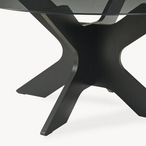 Tavolino Imi con piano in vetro Ø70x35 cm Nero/Grigio [en.casa]