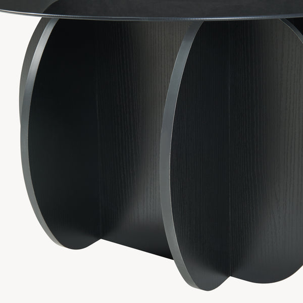 Tavolino Karhuvandi con piano in vetro Ø70x40 cm Nero/Grigio [en.casa]