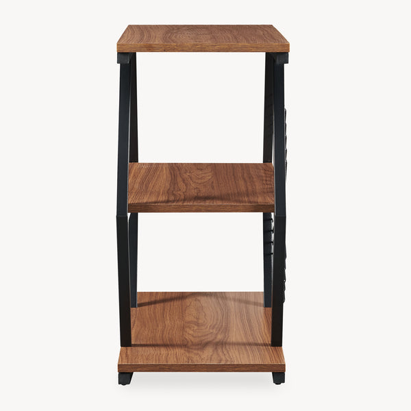 Tavolino Laterale Nolarg a 2 Ripiani 65 x 30 x 61 cm - Nero/Effetto Noce [en.casa]