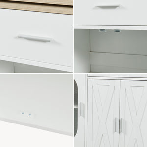 Scaffale da Cucina Kudebola con Bancone da Bar Estraibile e Girevole 115 x 40 x 94 cm - Effetto Rovere / Bianco [en.casa]