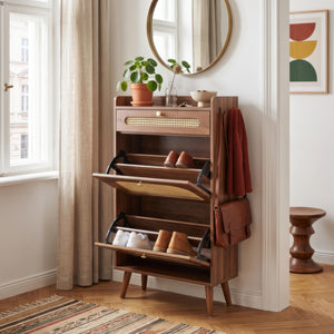 Scarpiera Virievarnu 111x60x24 cm effetto noce [en.casa]