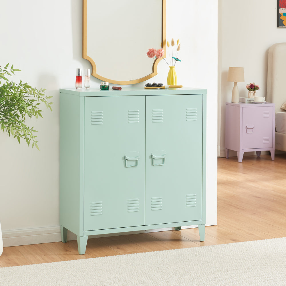 Armadio metallico Oripää - 90x80x33cm - Verde pastello
