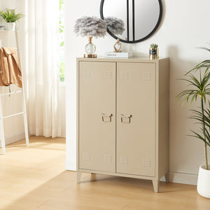 Armadietto da Ufficio Oripää in Acciaio 90 x 80 x 33 cm color Cammello opaco [en.casa]