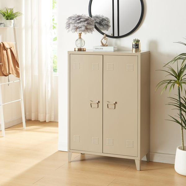 Armadietto da Ufficio Oripää in Acciaio 90 x 80 x 33 cm color Cammello opaco [en.casa]