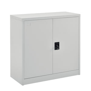 Armadietto da Ufficio con 2 Ante Chiusura con Chiave 90 x 40 x 90 cm Mobile in Acciaio per Archivio con 2 Ripiani Variabili in Altezza