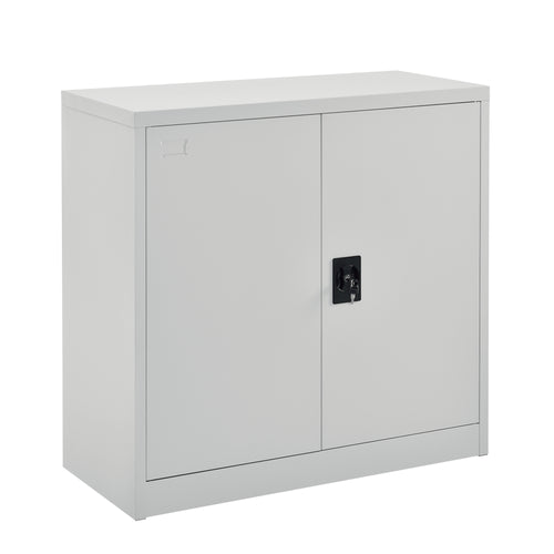 Armadietto da Ufficio con 2 Ante Chiusura con Chiave 90 x 40 x 90 cm Mobile in Acciaio per Archivio con 2 Ripiani Variabili in Altezza