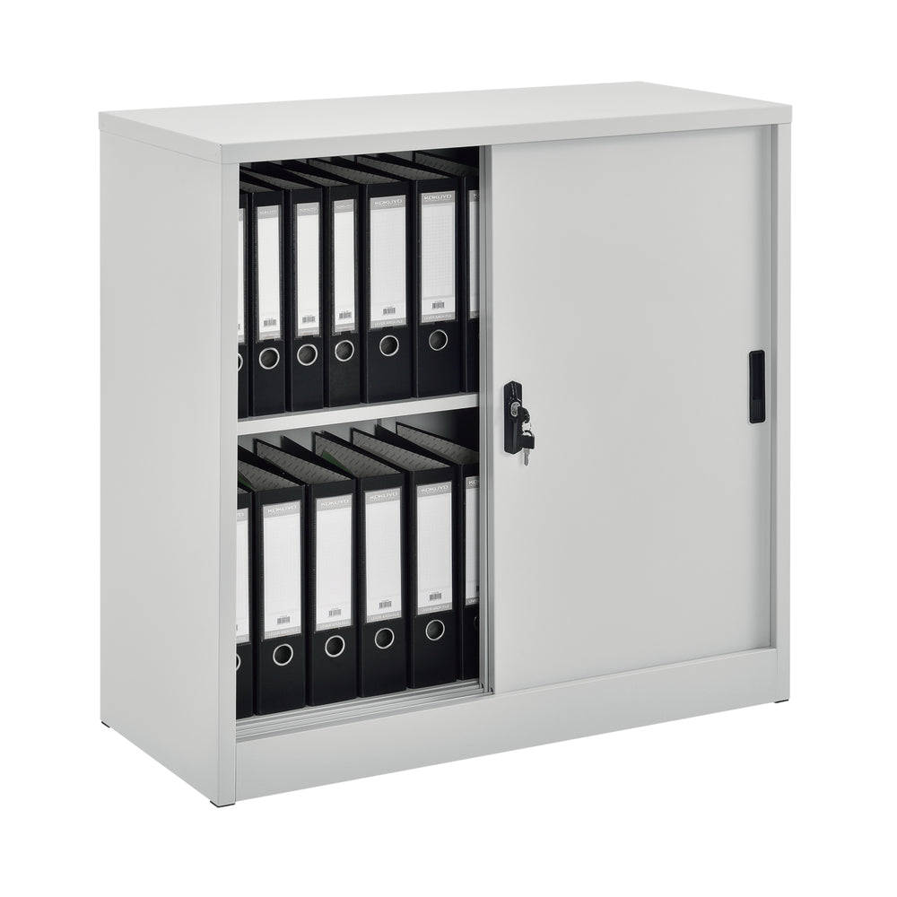 Armadietto da Ufficio con 2 Ante Scorrevoli e Chiusura con Chiave 90 x 40 x 90 cm Mobile in Acciaio per Archivio con Ripiano - Vari Colori