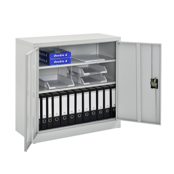 Armadietto da Ufficio con 2 Ante Chiusura con Chiave 90 x 40 x 90 cm Mobile in Acciaio per Archivio con 2 Ripiani Variabili in Altezza