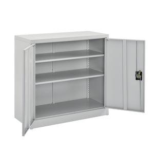 Armadietto da Ufficio con 2 Ante Chiusura con Chiave 90 x 40 x 90 cm Mobile in Acciaio per Archivio con 2 Ripiani Variabili in Altezza