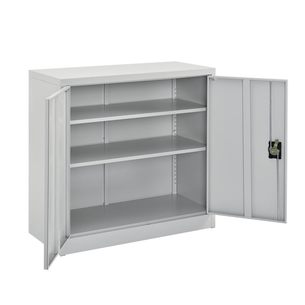 Armadietto da Ufficio con 2 Ante Chiusura con Chiave 90 x 40 x 90 cm Mobile in Acciaio per Archivio con 2 Ripiani Variabili in Altezza