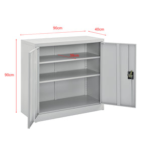 Armadietto da Ufficio con 2 Ante Chiusura con Chiave 90 x 40 x 90 cm Mobile in Acciaio per Archivio con 2 Ripiani Variabili in Altezza