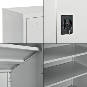 Armadietto da Ufficio con 2 Ante Chiusura con Chiave 90 x 40 x 90 cm Mobile in Acciaio per Archivio con 2 Ripiani Variabili in Altezza
