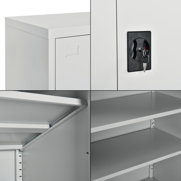 Armadietto da Ufficio con 2 Ante Chiusura con Chiave 90 x 40 x 90 cm Mobile in Acciaio per Archivio con 2 Ripiani Variabili in Altezza