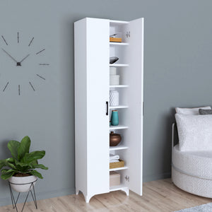 Armadio Guardaroba Strömsund a 2 Ante e 7 Ripiani 177,5 x 48,5 x 32 cm - Vari Colori [en.casa] 