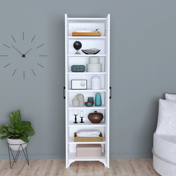 Armadio Guardaroba Strömsund a 2 Ante e 7 Ripiani 177,5 x 48,5 x 32 cm - Vari Colori [en.casa] 
