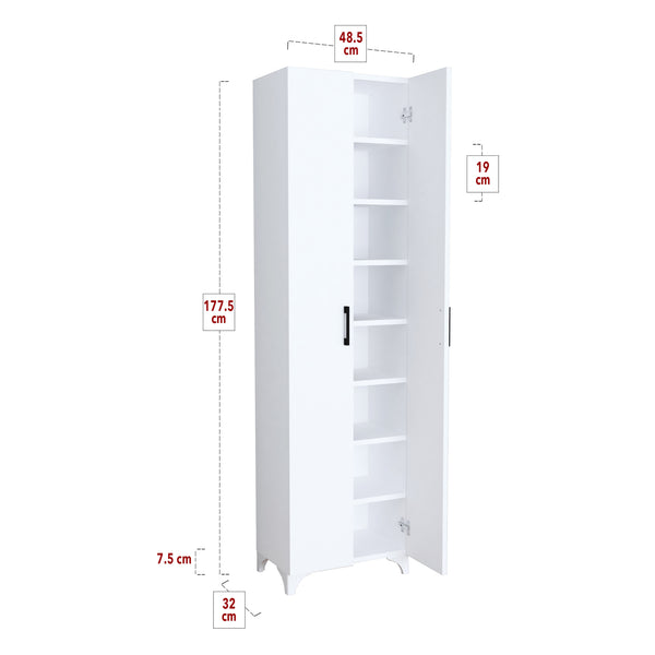 Armadio Guardaroba Strömsund a 2 Ante e 7 Ripiani 177,5 x 48,5 x 32 cm - Vari Colori [en.casa] 