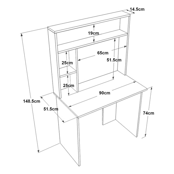 Scrivania Tópisa con Scaffale e Piano 90 x 52 cm [en.casa]