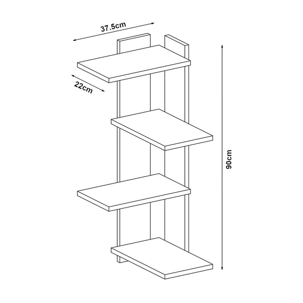 Scaffale Angolare da Parete Hasvik con 4 Ripiani a Scaletta 39,5 x 39,5 x 90 cm - Vari Colori [en.casa] 