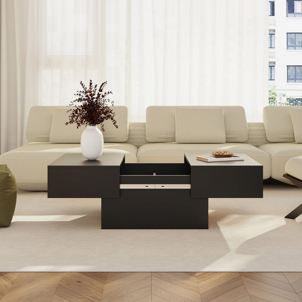 Tavolino Centrale Lens da Salotto con Piano Scorrevole 80 x 60 x 36 cm [en.casa]