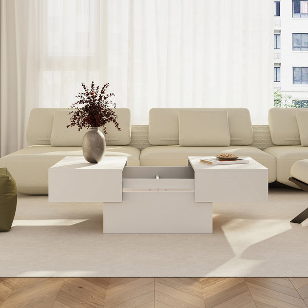 Tavolino Centrale Lens da Salotto con Piano Scorrevole 80 x 60 x 36 cm [en.casa]
