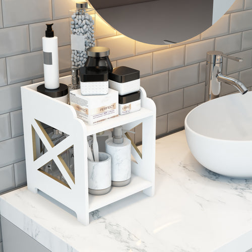 Organizer per bagno Struer 23x20x22 cm Bianco [en.casa]