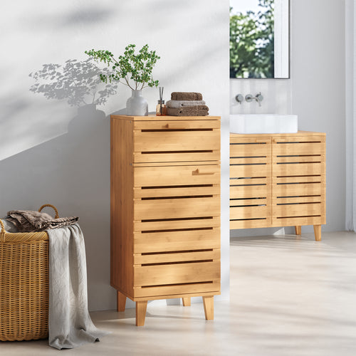 Armadio da bagno Epind 75x33x30 cm bambù naturale [en.casa] - premiumXL