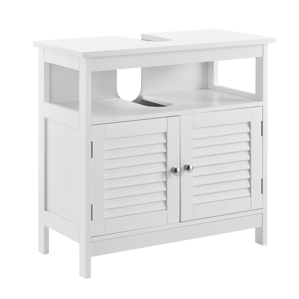 Armadietto Sottolavabo da Bagno a 2 Ante e Scomparto Aperto 60 x 60 x 30 cm - Bianco [en.casa]