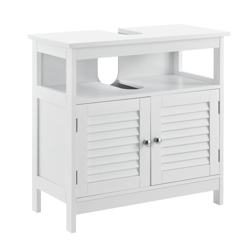 Armadietto Sottolavabo da Bagno a 2 Ante e Scomparto Aperto 60 x 60 x 30 cm - Bianco [en.casa]