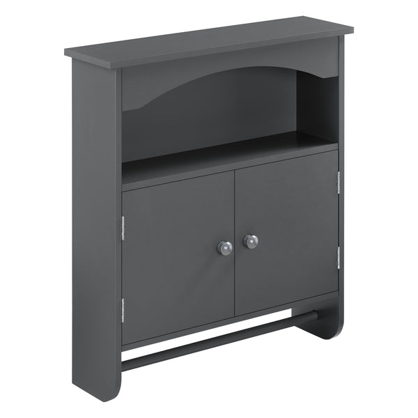 Armadietto Pensile a Bagno con Barra Portaasciugamano 61,3 x 53 x 15,5 cm Mobiletto a Muro con 2 Ante e Ripiani - Vari Colori 
