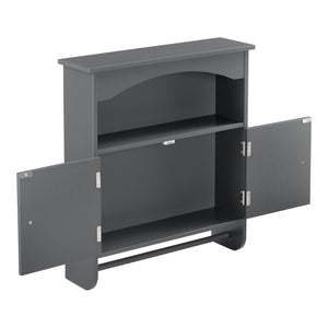 Armadietto Pensile a Bagno con Barra Portaasciugamano 61,3 x 53 x 15,5 cm Mobiletto a Muro con 2 Ante e Ripiani - Vari Colori 