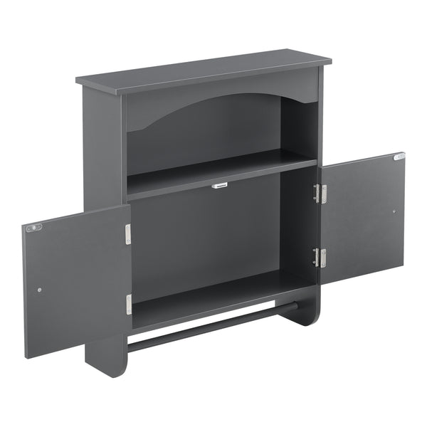 Armadietto Pensile a Bagno con Barra Portaasciugamano 61,3 x 53 x 15,5 cm Mobiletto a Muro con 2 Ante e Ripiani - Vari Colori 