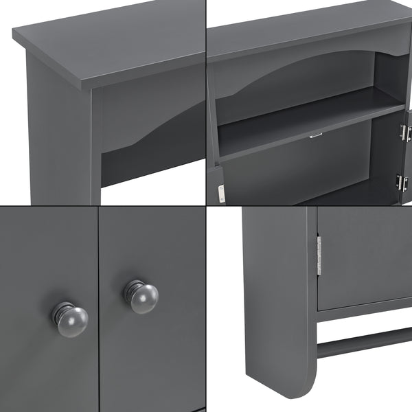 Armadietto Pensile a Bagno con Barra Portaasciugamano 61,3 x 53 x 15,5 cm Mobiletto a Muro con 2 Ante e Ripiani - Vari Colori 