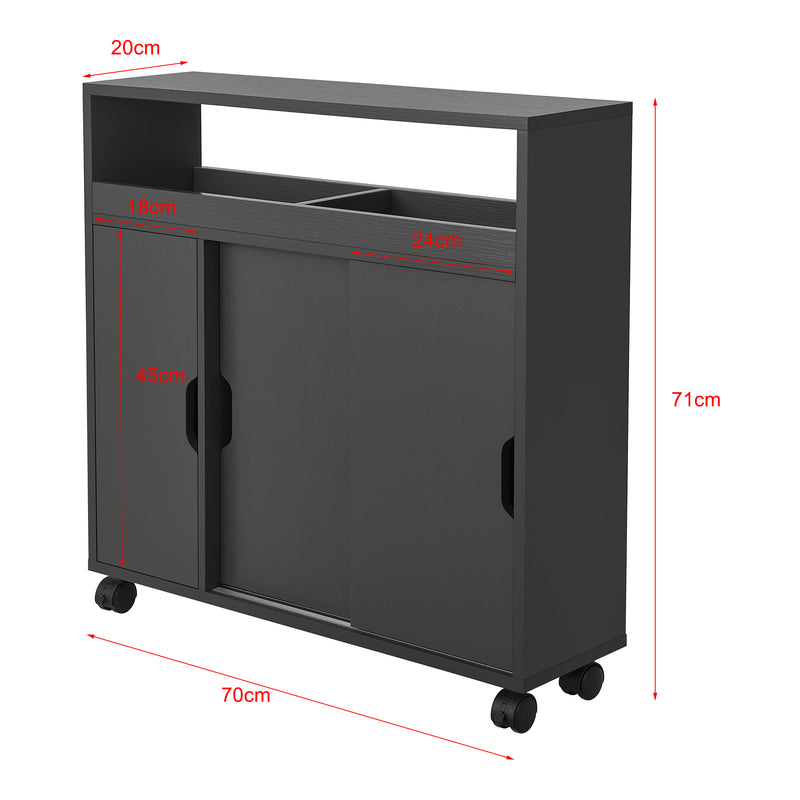 Schizzo in scala Mobile da Terra Lumijoki con Ante Scorrevoli e 4 Ruote 71x70x20 cm [en.casa]