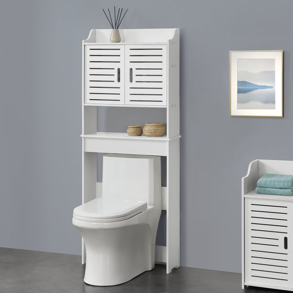 Mobile da Bagno a Terra 155 x 62 x 20 cm Armadietto Sopra il Gabinetto Ripostiglio con 2 Ante e Ripiani Armadio Salvaspazio da Toilette - Vari Colori