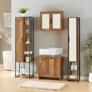Set mobili da bagno Namsskogan 4 pz. effetto noce [en.casa]
