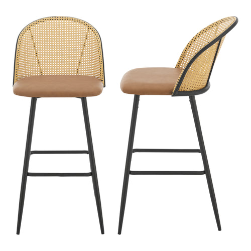 Sgabelli da bar Gausdal set da 2 Marrone / Nero [en.casa] - premiumXL