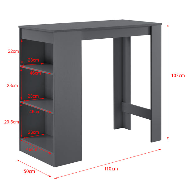 Bancone Tavolo Alto da Bar Kouvola con 3 Scomparti Aperti 110x50x103 cm - Vari Colori [en.casa]