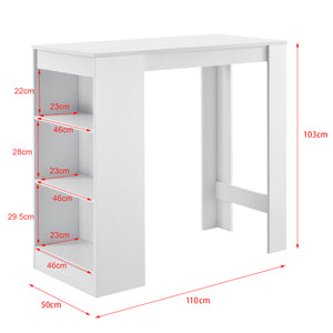 Bancone Tavolo Alto da Bar Kouvola con 3 Scomparti Aperti 110x50x103 cm - Vari Colori [en.casa]