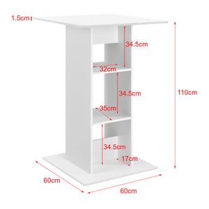 Bartisch Visby 110x70x70 cm con 3 ripiani en.casa