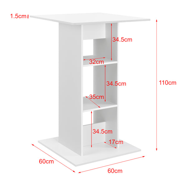 Bartisch Visby 110x70x70 cm con 3 ripiani en.casa