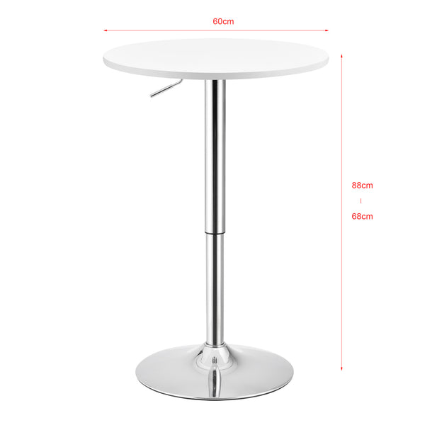 Tavolo da bar Aberdeen rotondo 60 cm Ø 68-88 cm alto metallo cromo nero/bianco en.casa