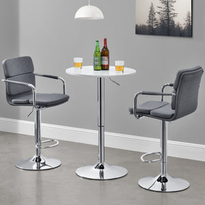 Tavolo da bar Aberdeen rotondo 60 cm Ø 68-88 cm alto metallo cromo nero/bianco en.casa