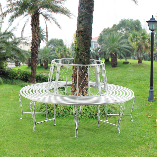 Panca Circolare da Giardino, Seduta Rotonda per Albero, Panchina in Acciaio (ØxA) 160cm x 84cm Struttura Decorativa - Vari Colori