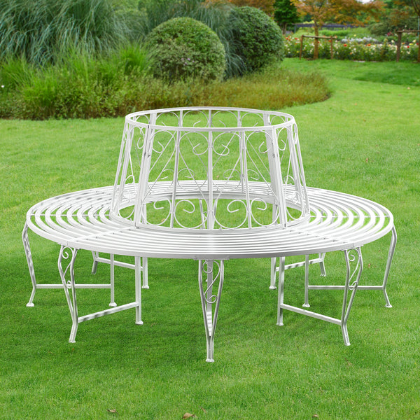 Panca Circolare da Giardino, Seduta Rotonda per Albero, Panchina in Acciaio (ØxA) 160cm x 84cm Struttura Decorativa - Vari Colori