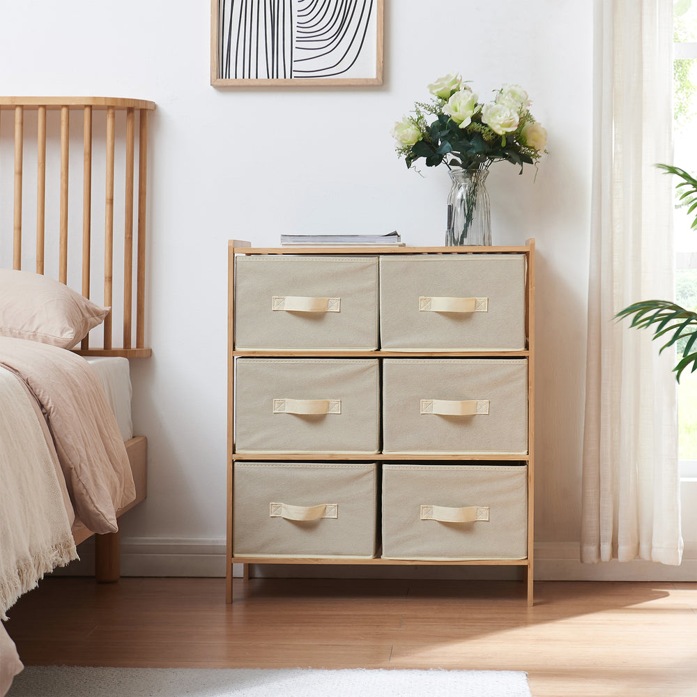 Cassettiera Maldon con cassetti in tessuto Naturale/Beige [en.casa]