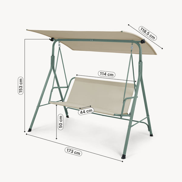 Dondolo da Giardino Satten a 3 Posti con Tettuccio Parasole 173x119x153 cm [en.casa]