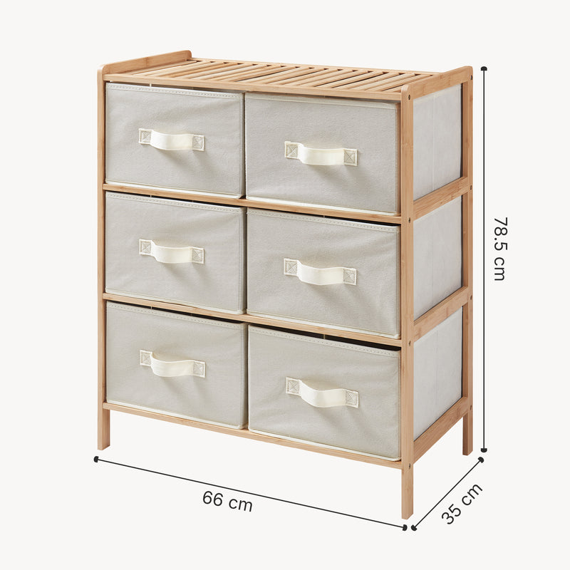 Schizzo in scala Cassettiera Maldon Comò Organizzatore con Cassetti - Naturale / Beige [en.casa]