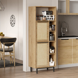 Armadio Kvænangen Mobile Contenitore - Effetto Rovere / Rattan [en.casa]